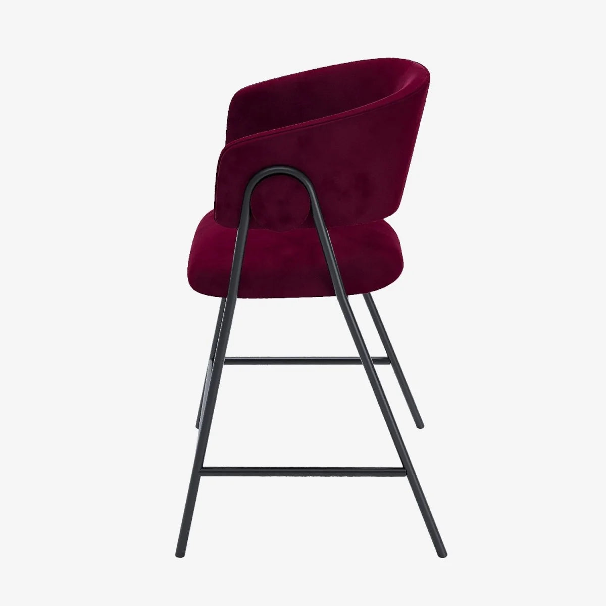 Lot de 2 tabourets de bar avec dossier, velours bordeaux Bonnie