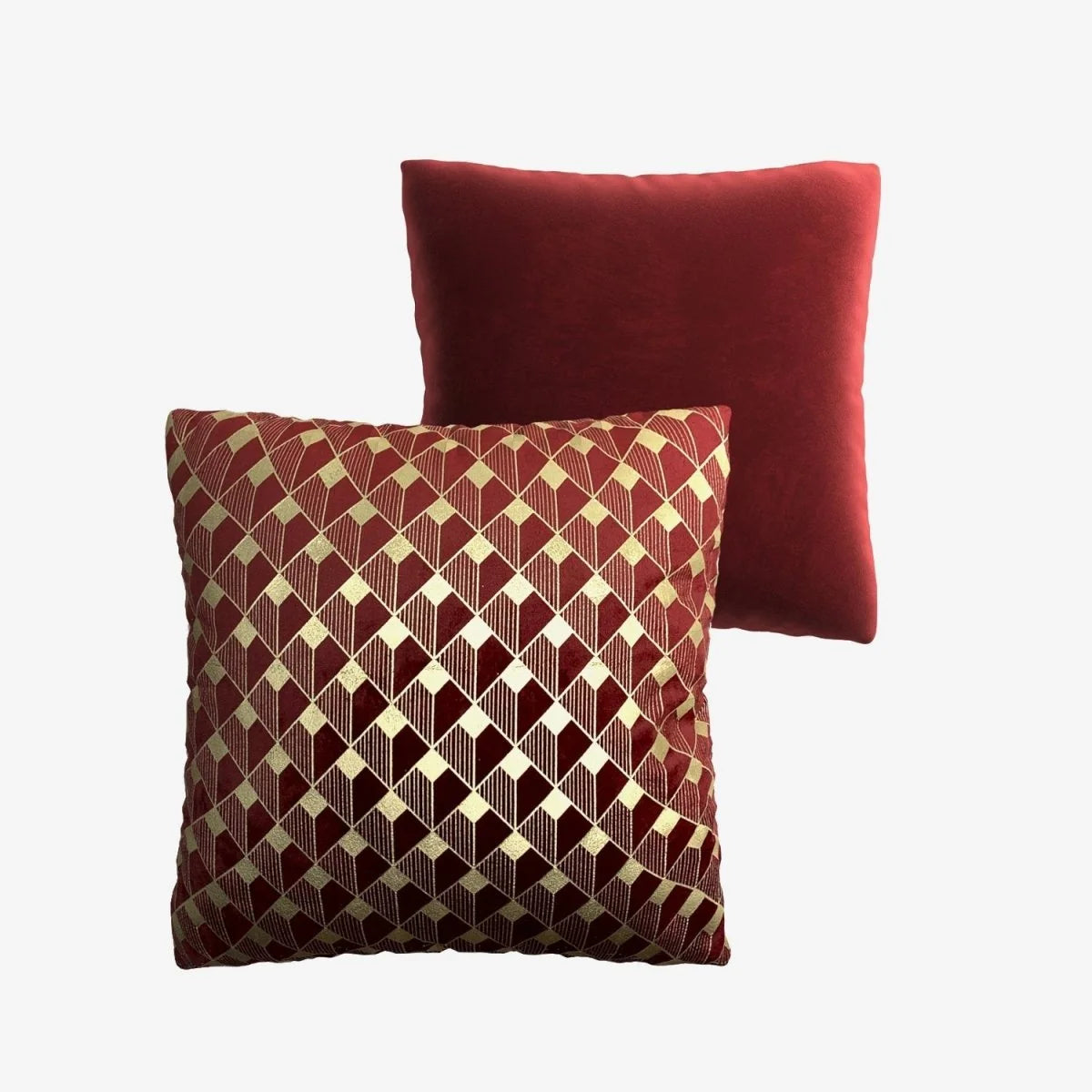 Coussin en velours bordeaux 45x45cm