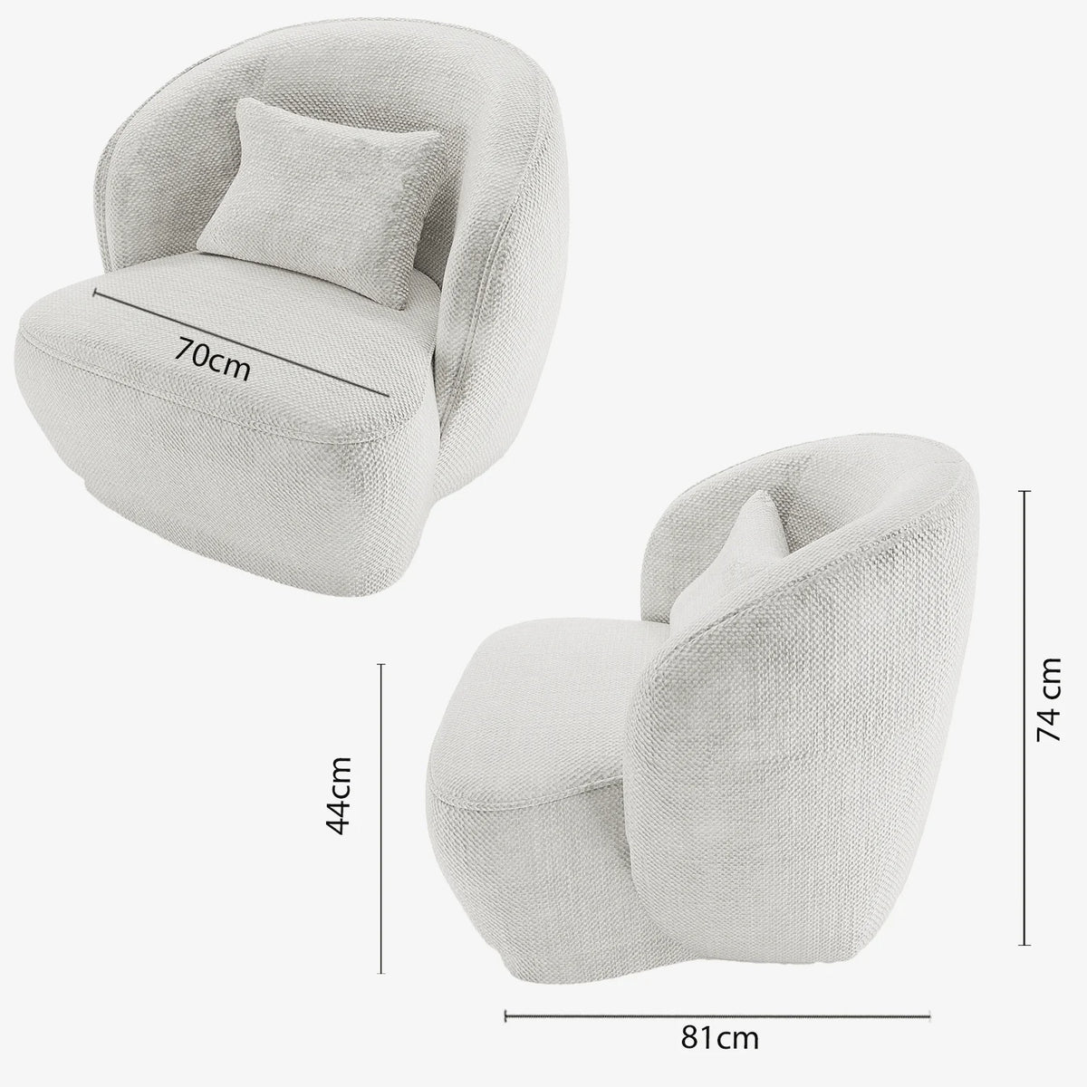Fauteuil design tissu chenille blanc Pablo