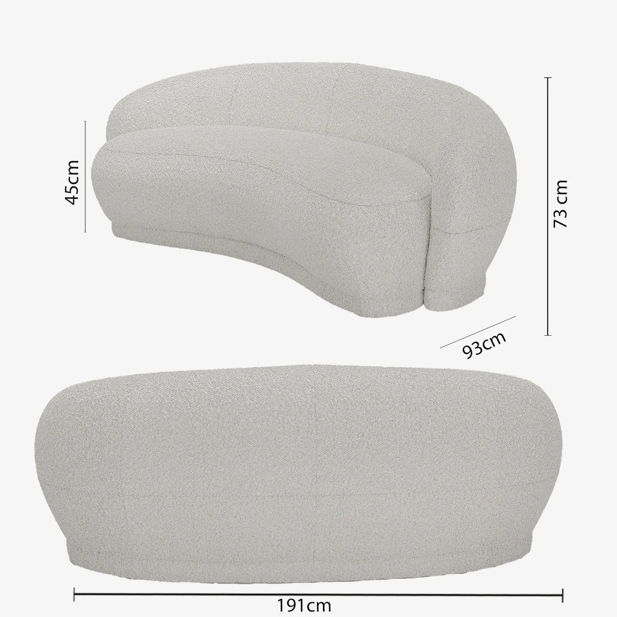 Canap  blanc tissu bouclette Bianca