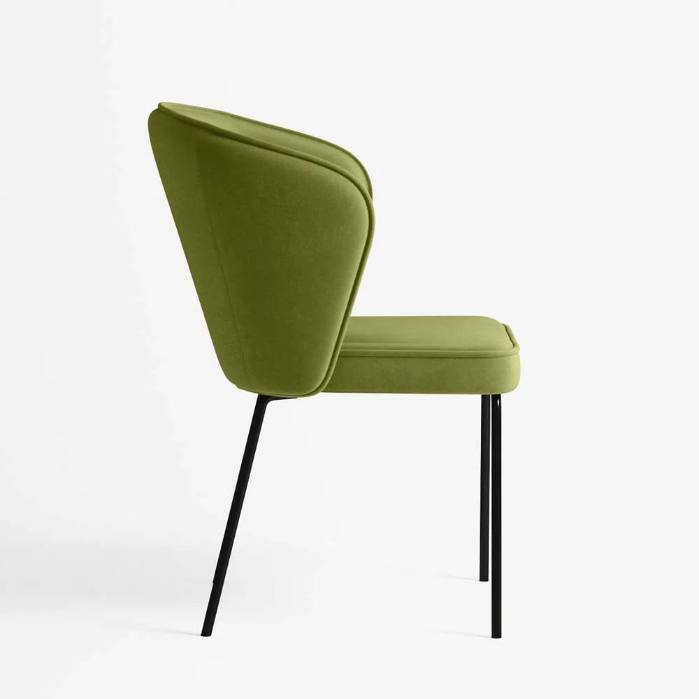 Chaise en velours vert kaki