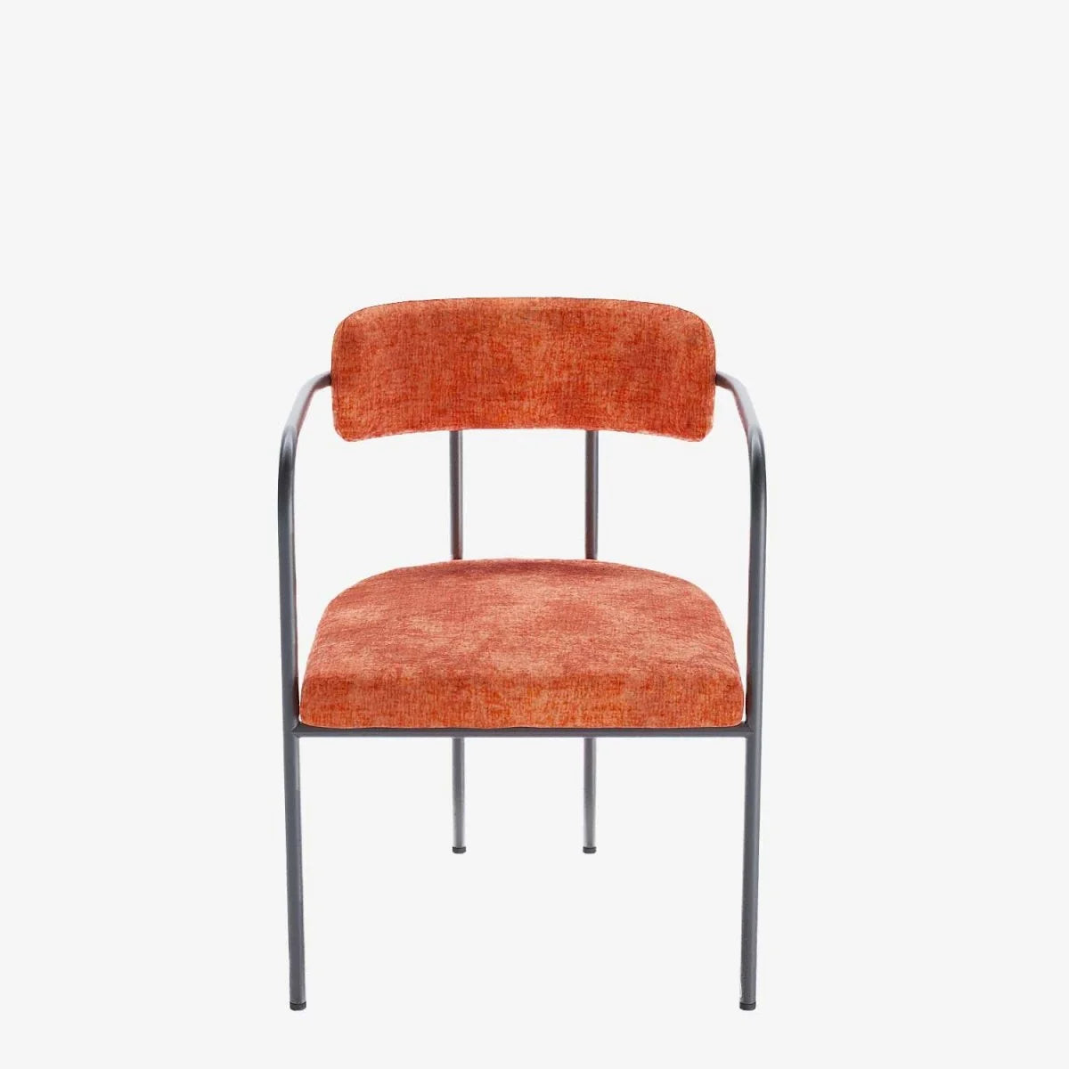 Chaise de salle   manger tapiss e avec accoudoirs, velours ocre, Barbara