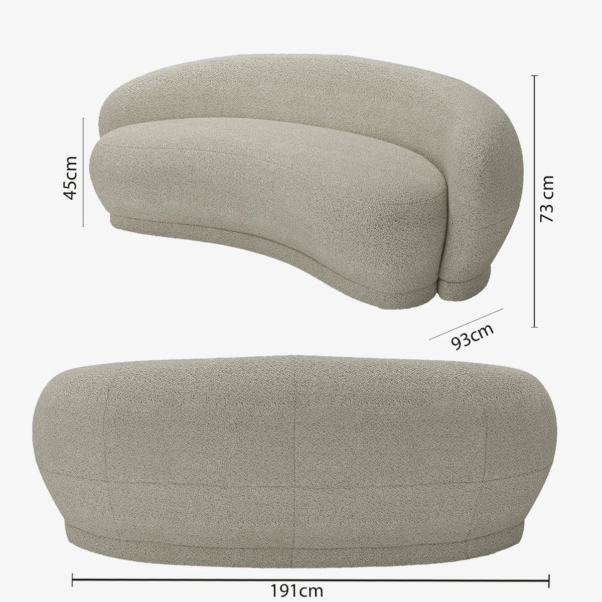Canap  3-4 places en tissu bouclette beige Bianca