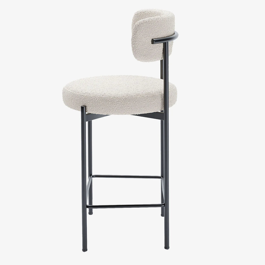 Lot de 2 tabourets de bar bouclette blanche Agathe