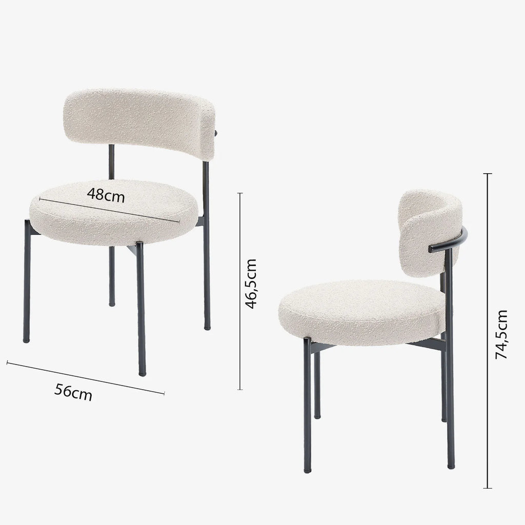 Lot de 2 chaises de table bouclette blanche Scarlett