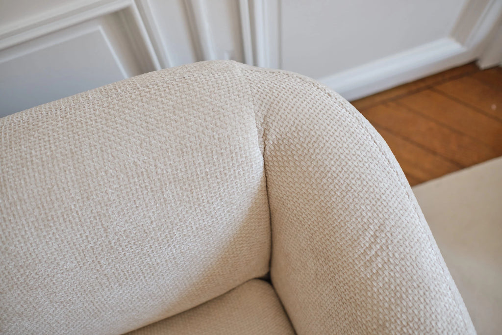 Joyce   Canap  design arrondi tissu chenille blanc