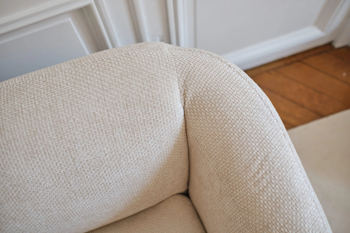 Joyce   Canap  design arrondi tissu chenille blanc
