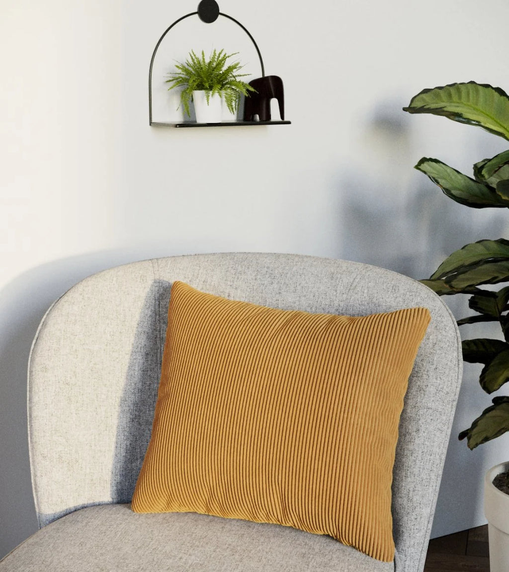 Coussin en velours jaune moutarde déhoussable 40x40cm