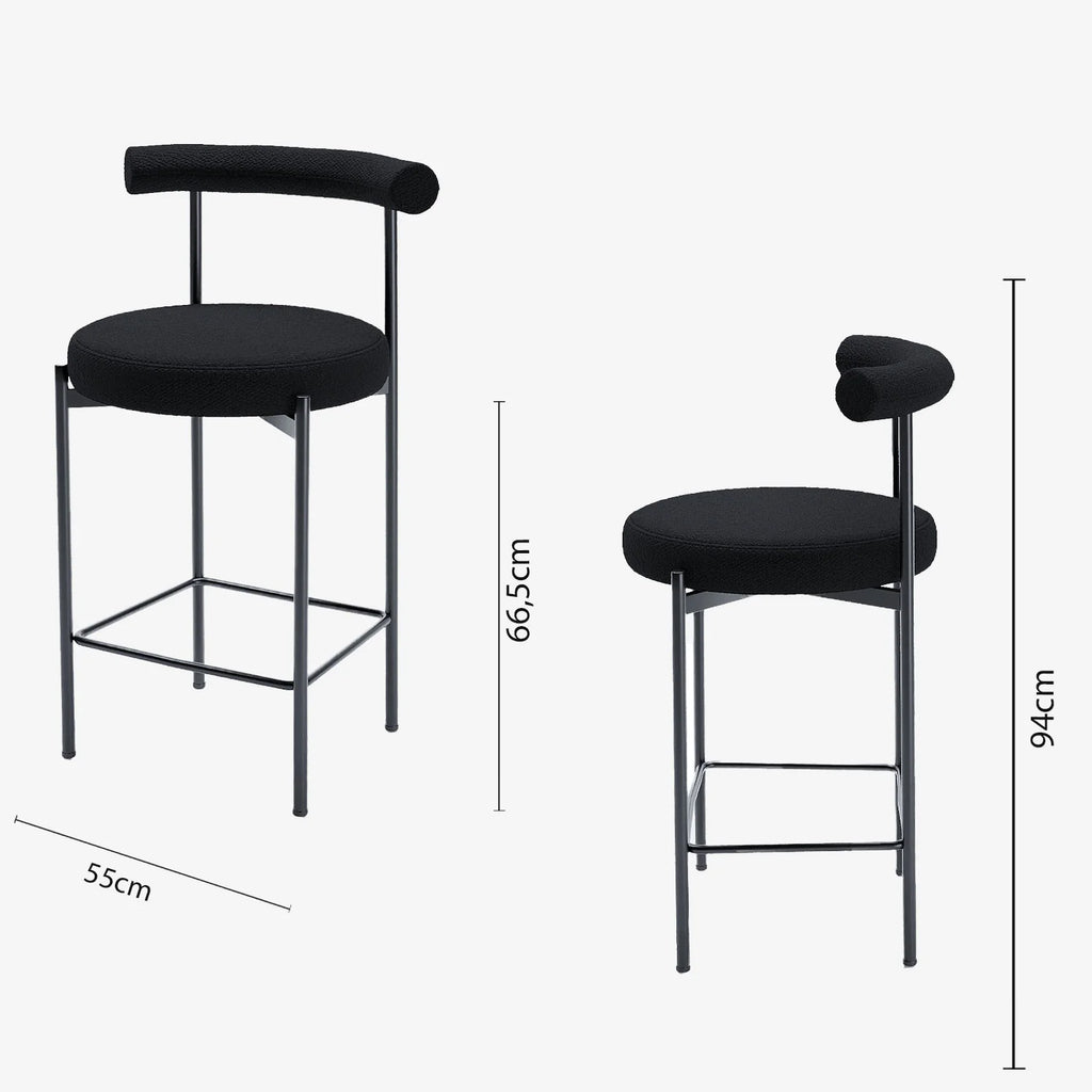 Lot de 2 chaises de bar bouclette grise anthracite  Charlotte