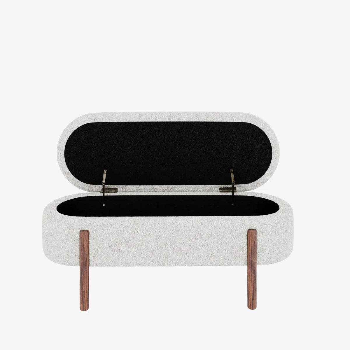 Marianne   Banc coffre de rangement en tissu boucl  cr me
