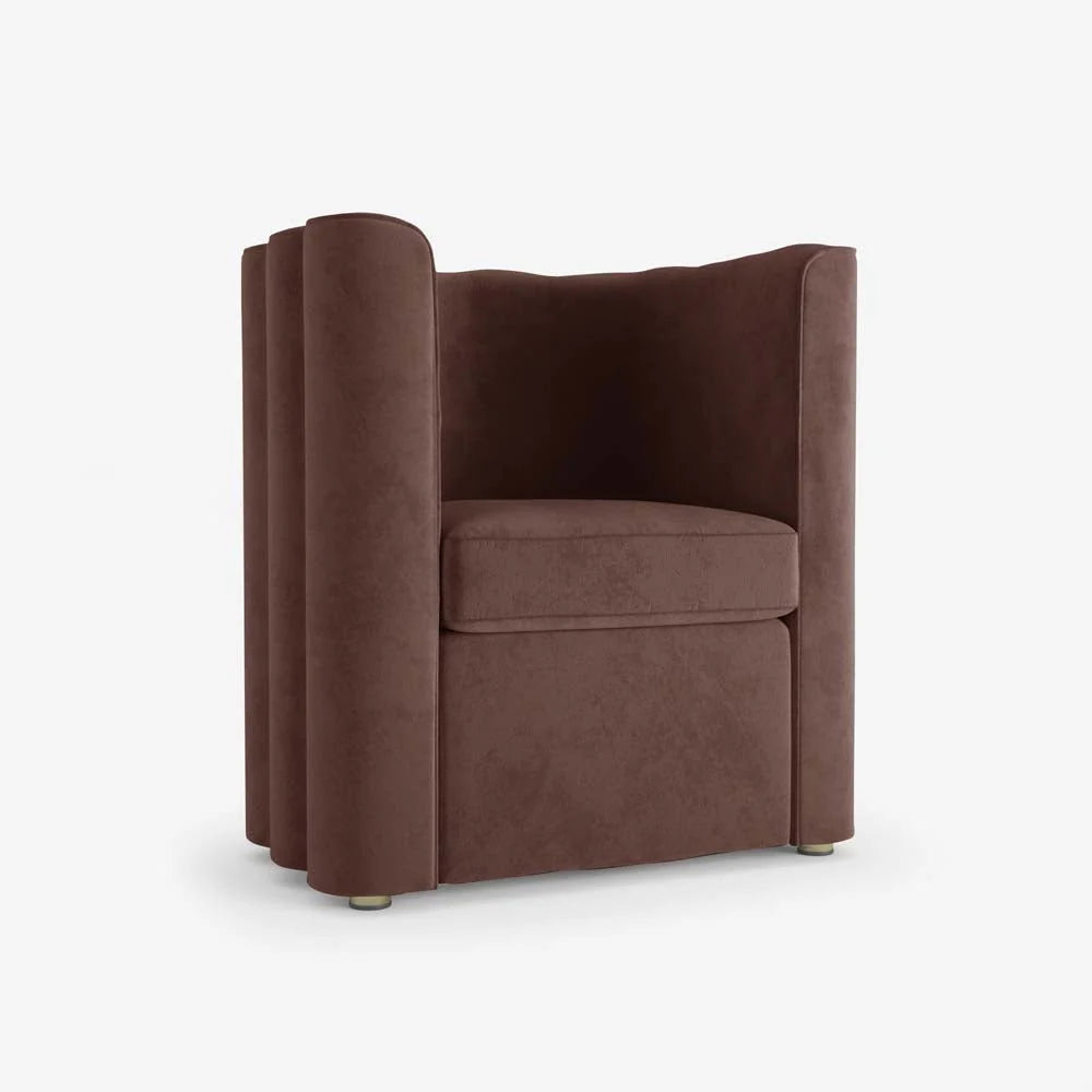 Fauteuil vintage en velours marron