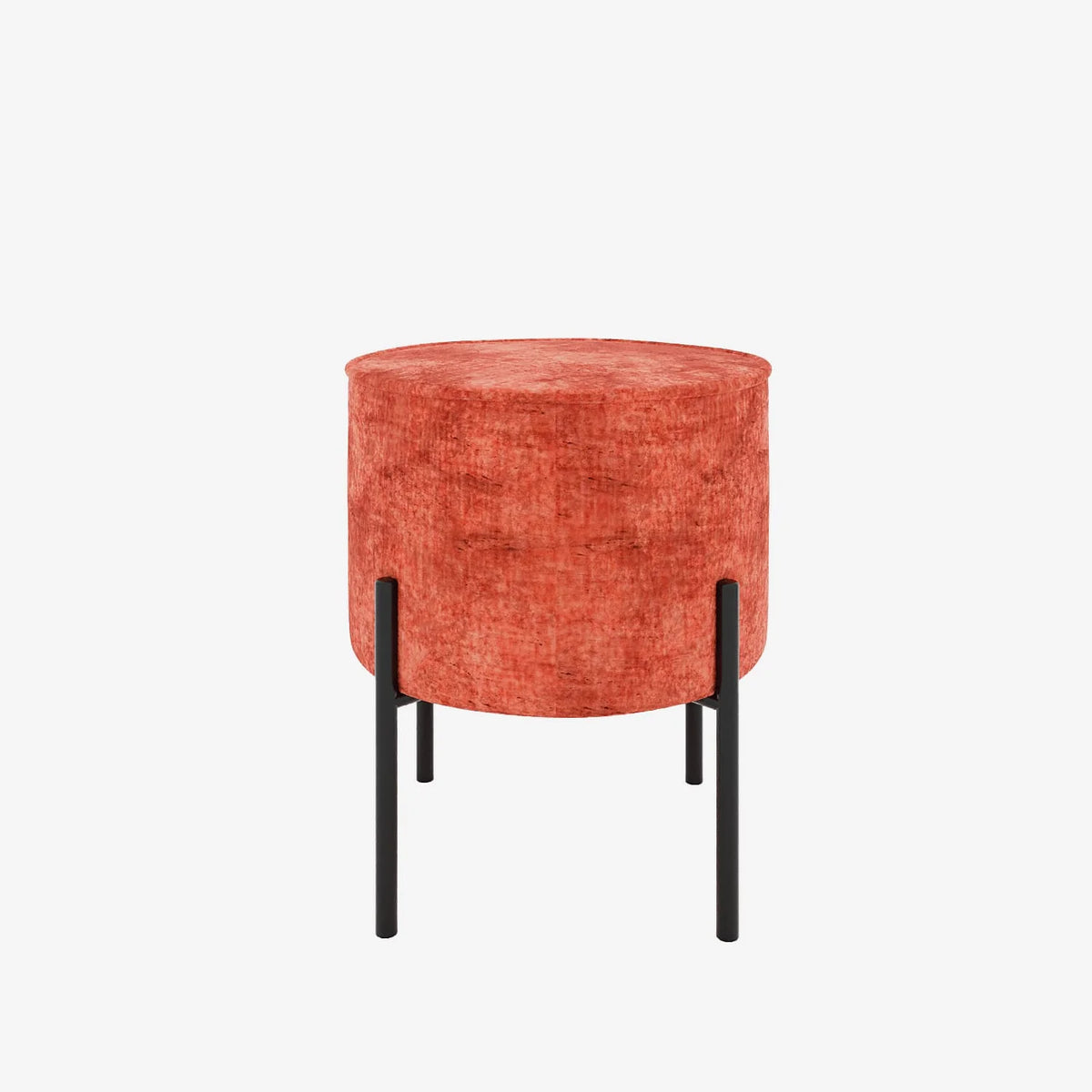 Abel   Pouf rond en velours ocre pieds en m tal