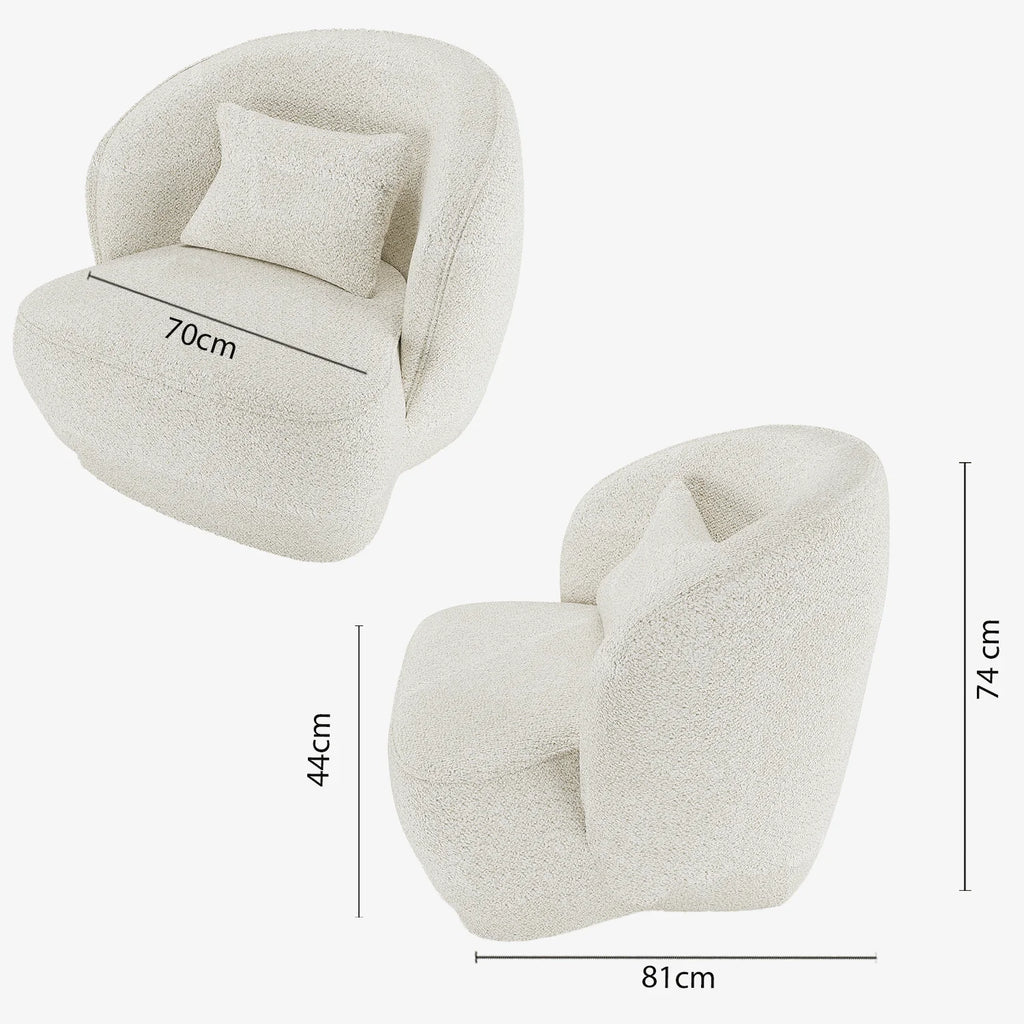 Fauteuil design boucl  blanc Pablo