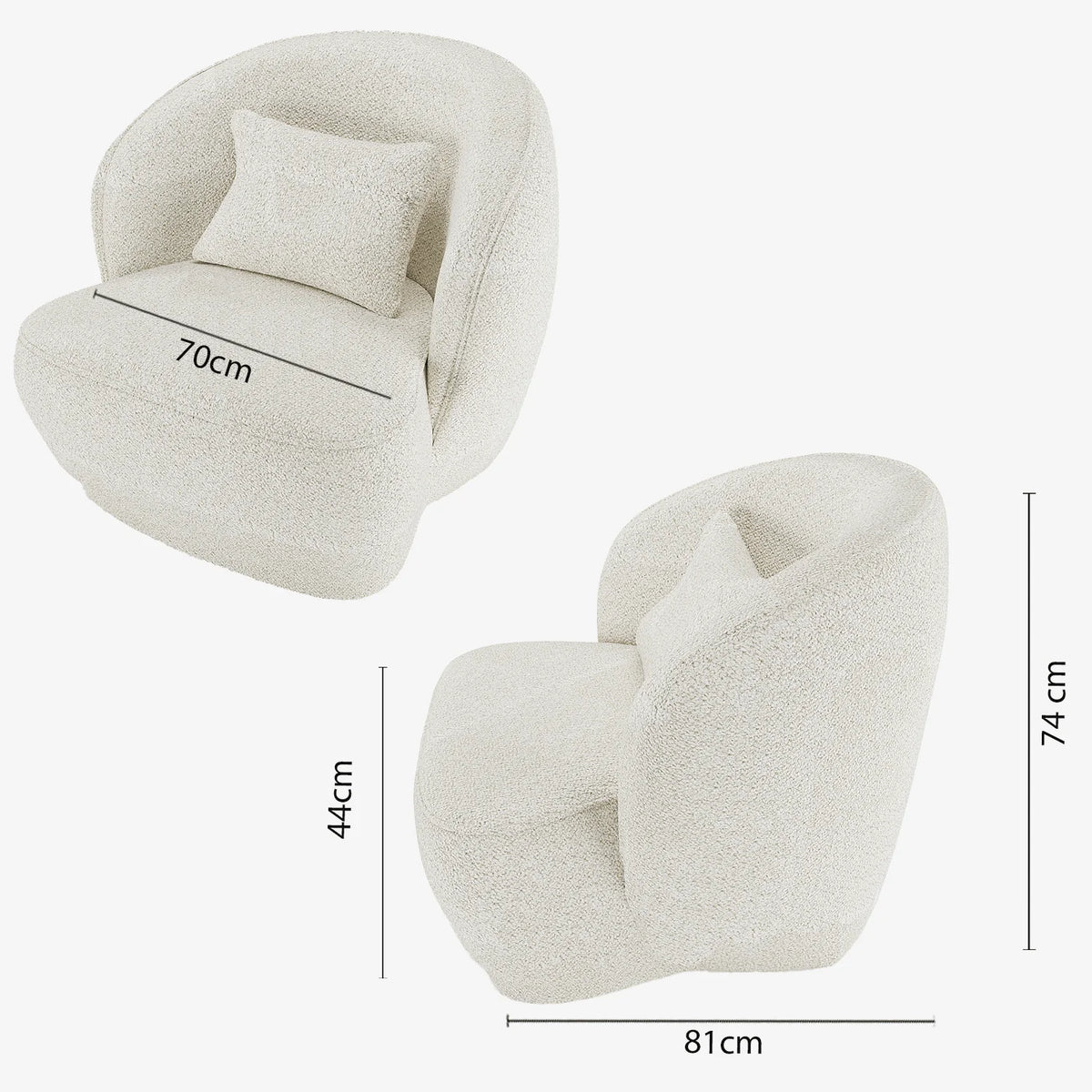 Fauteuil design boucl  blanc Pablo