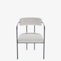Chaise de salle   manger tapiss e avec accoudoirs, bouclette gris-cr me Barbara