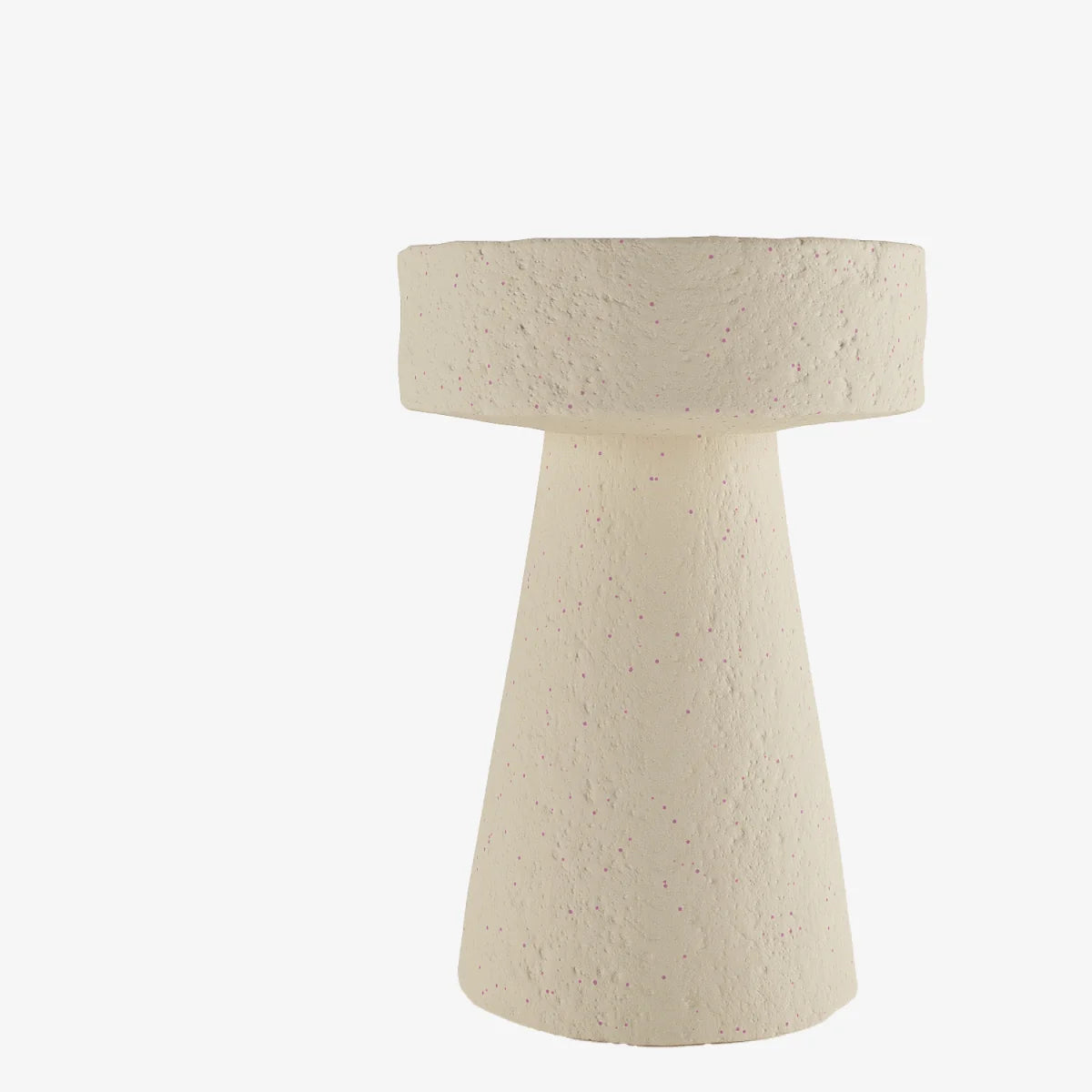 Table d appoint circulaire en magn sie cr me mouchet e rose Marguerite