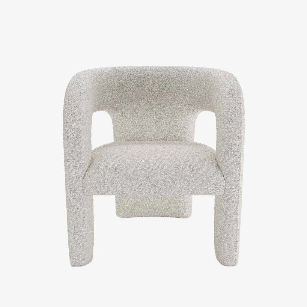 Fauteuil de salle à manger en bouclette gris-crème