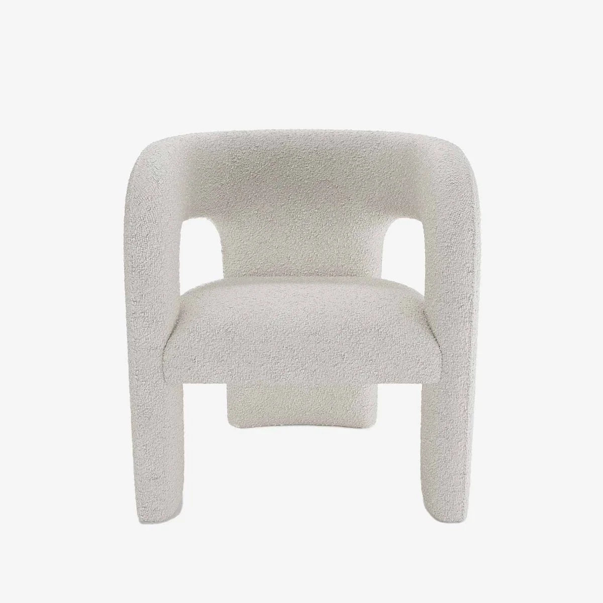 Fauteuil de salle à manger en bouclette gris-crème
