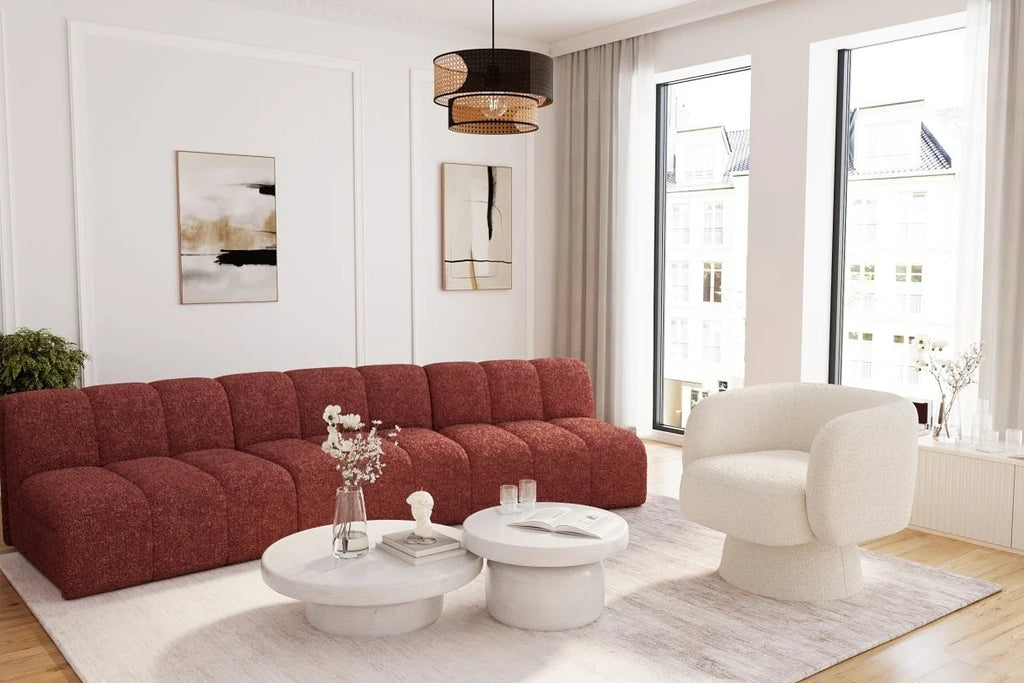 Chauffeuse d angle pour canap  modulable en tissu bouclette rose H l ne