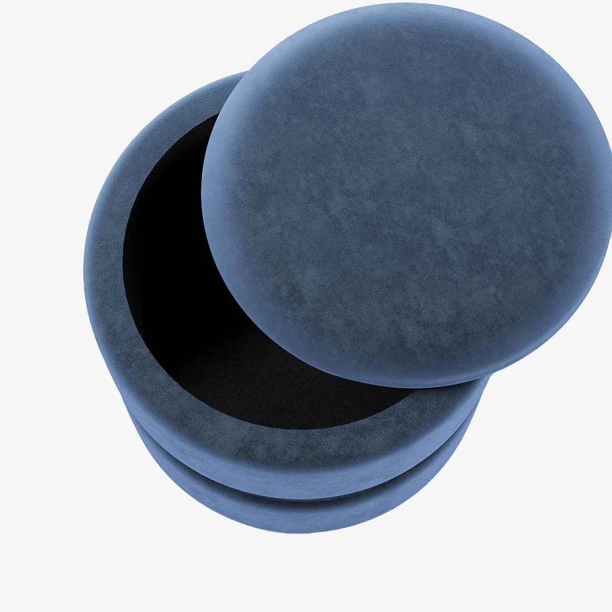 Pouf rond en velours & métal avec rangement