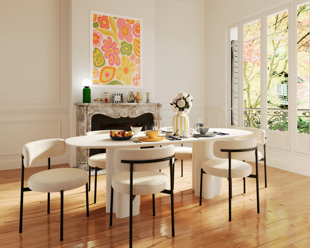 Lot de 2 chaises de salle   manger design moderne, bouclette blanche Julia