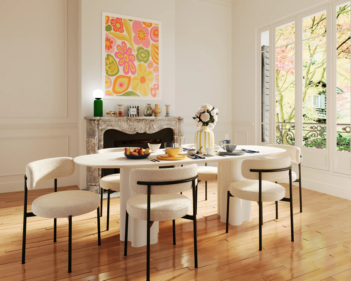 Lot de 2 chaises de salle   manger design moderne, bouclette blanche Julia